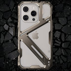 Husă iPhone 15 Pro Max, metalică, tip armură, gri