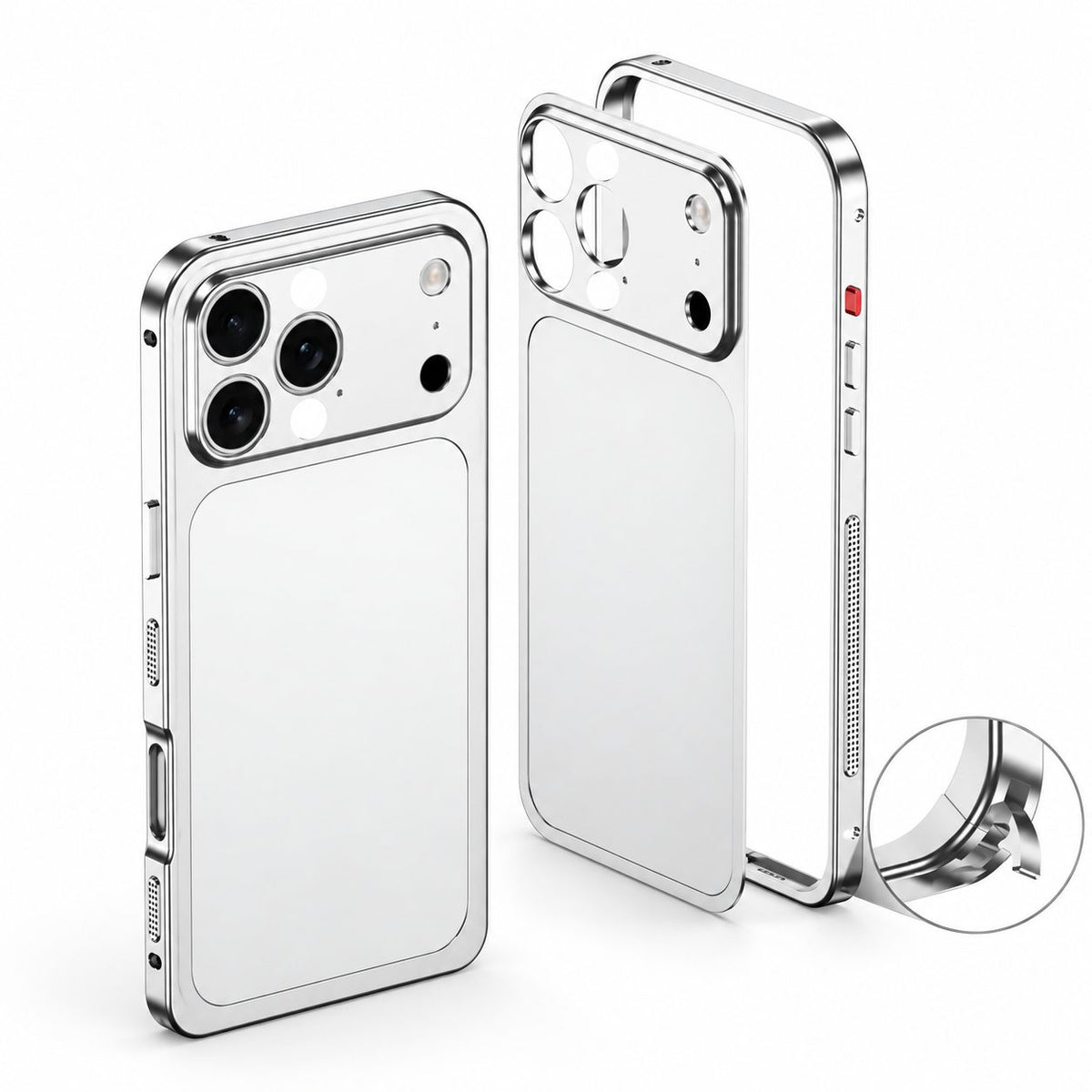 Husă iPhone 15 Pro Max, metalică unibody, mată, argintiu