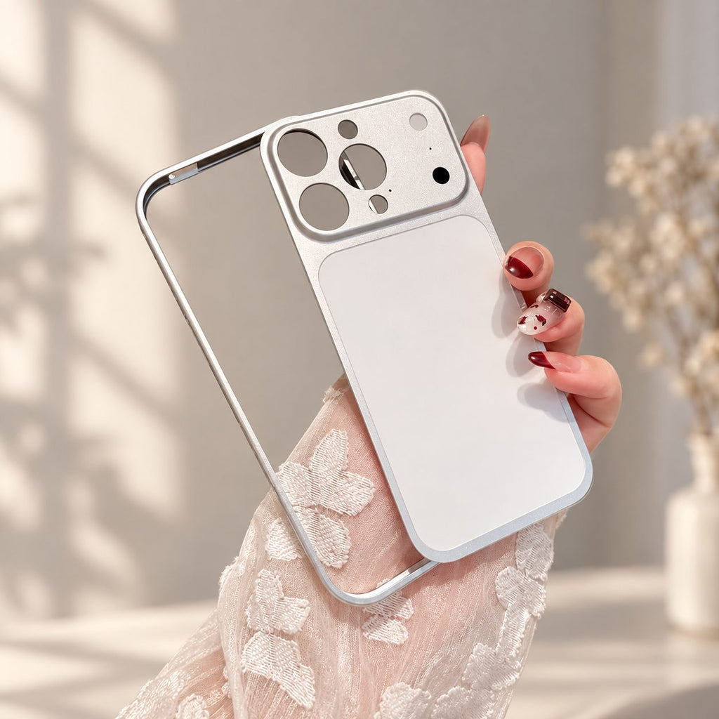 Husă iPhone 15 Pro Max, metalică unibody, mată, argintiu