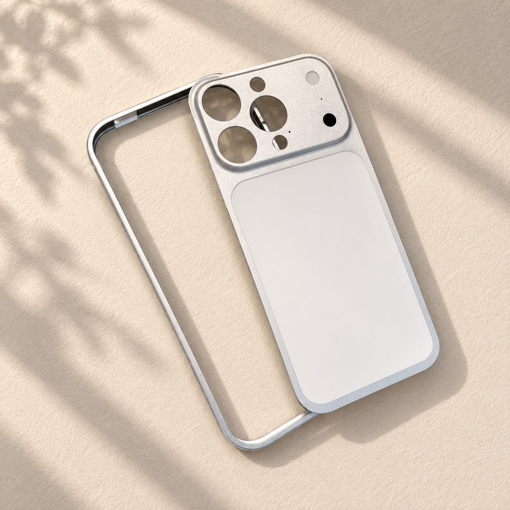 Husă iPhone 15 Pro Max, metalică unibody, mată, argintiu