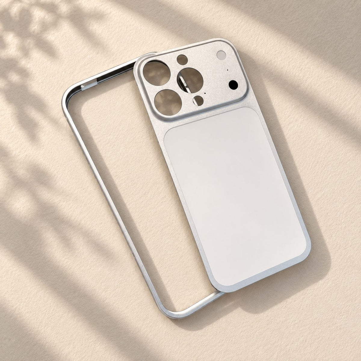 Husă iPhone 15 Pro Max, metalică unibody, mată, argintiu