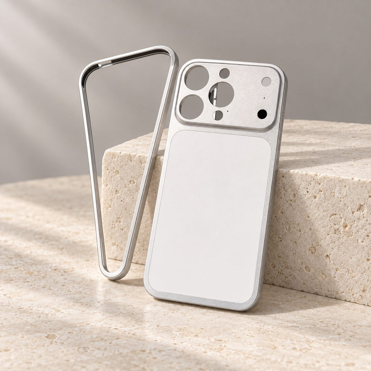 Husă iPhone 15 Pro Max, metalică unibody, mată, argintiu