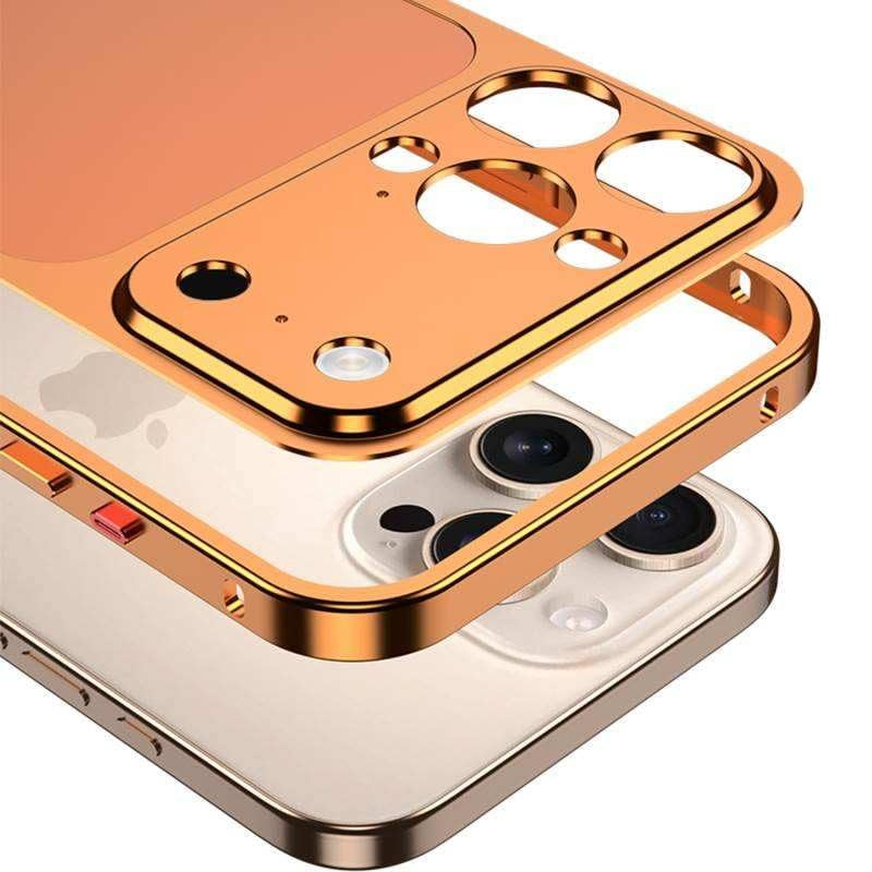Husă iPhone 15 Pro Max, metalică unibody, mată, portocaliu