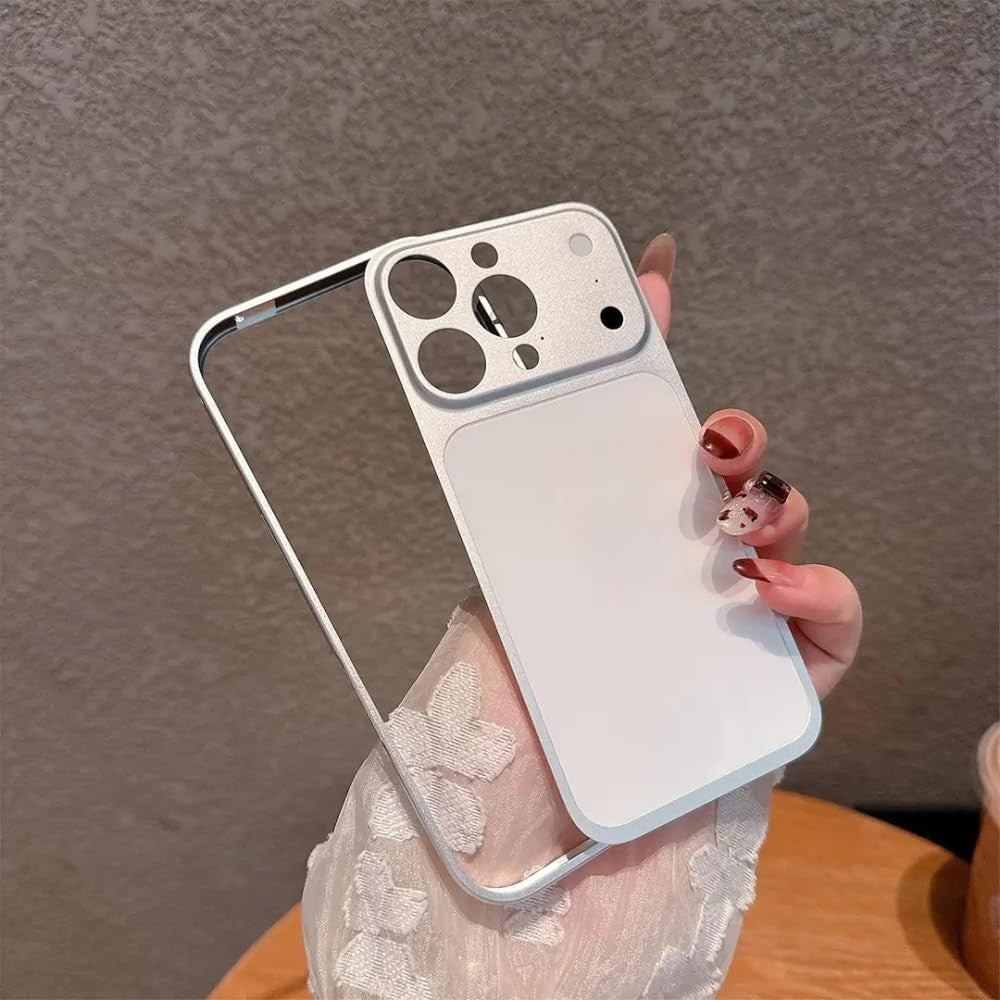 Husă iPhone 15 Pro, metalică unibody, mată, argintiu
