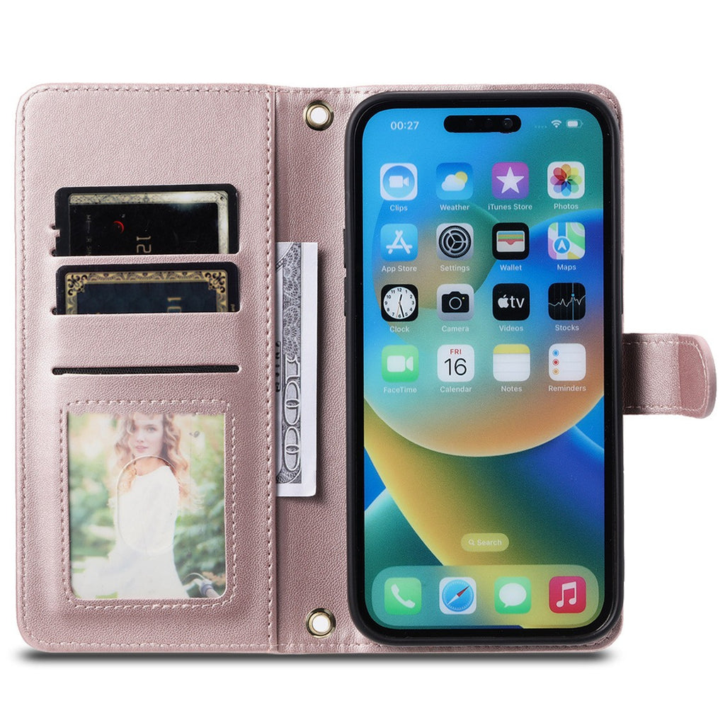 Husă iPhone 15 Pro, tip carte, roz