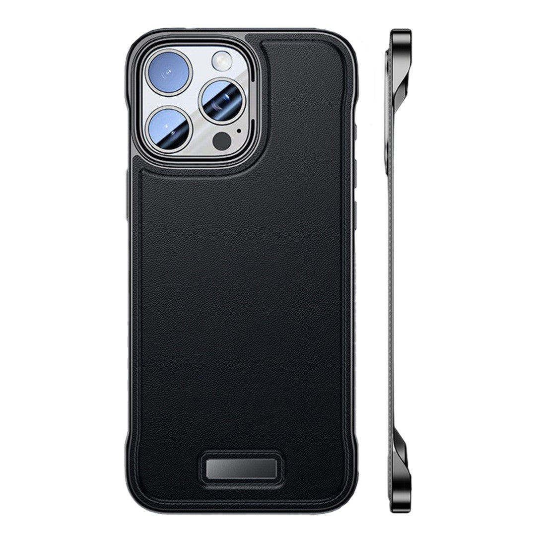 Husă iPhone 16, din piele ecologică, fără margini, negru