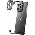 Husă iPhone 16, fără spate, doar colțuri și cameră, negru