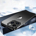 Husă iPhone 16, fără spate, doar colțuri și cameră, negru