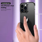 Husă iPhone 16, fără spate, doar colțuri și cameră, negru