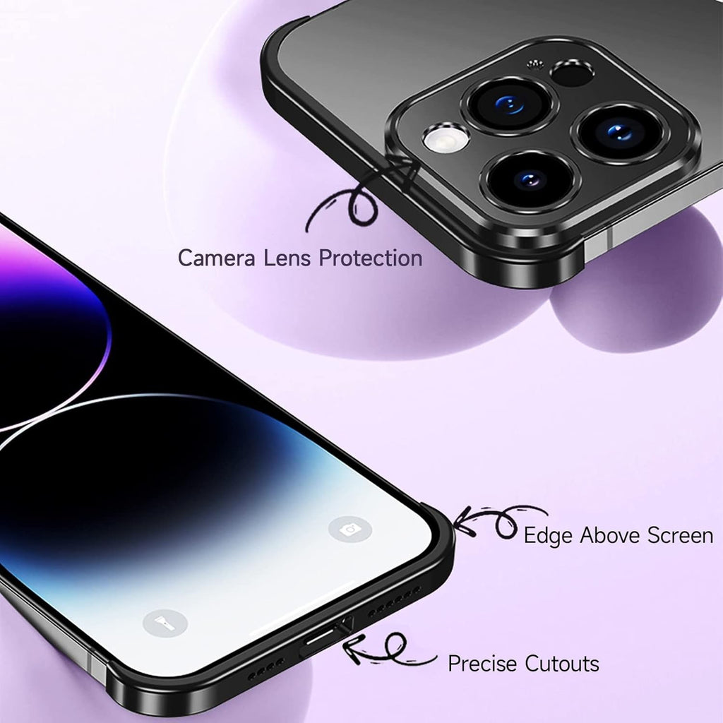 Husă iPhone 16, fără spate, doar colțuri și cameră, negru