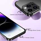 Husă iPhone 16, fără spate, doar colțuri și cameră, negru