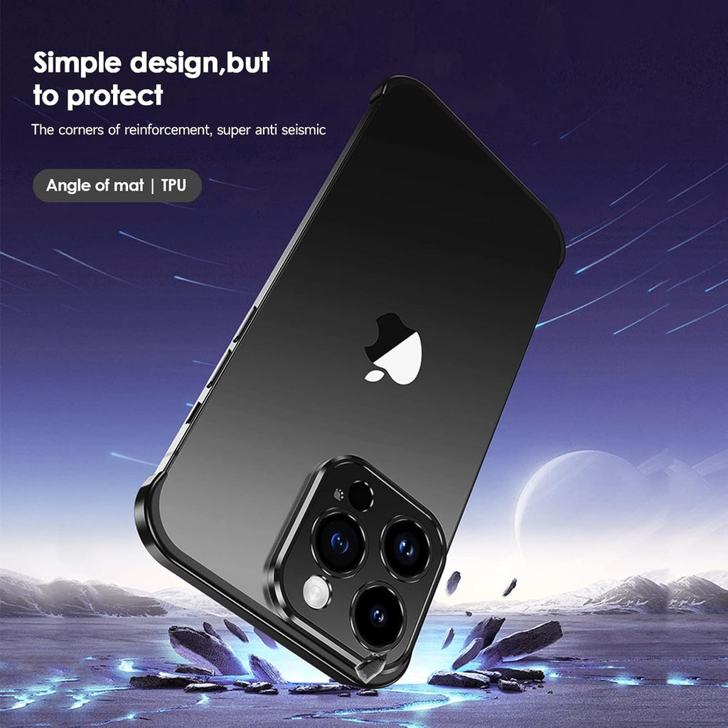 Husă iPhone 16, fără spate, doar colțuri și cameră, negru