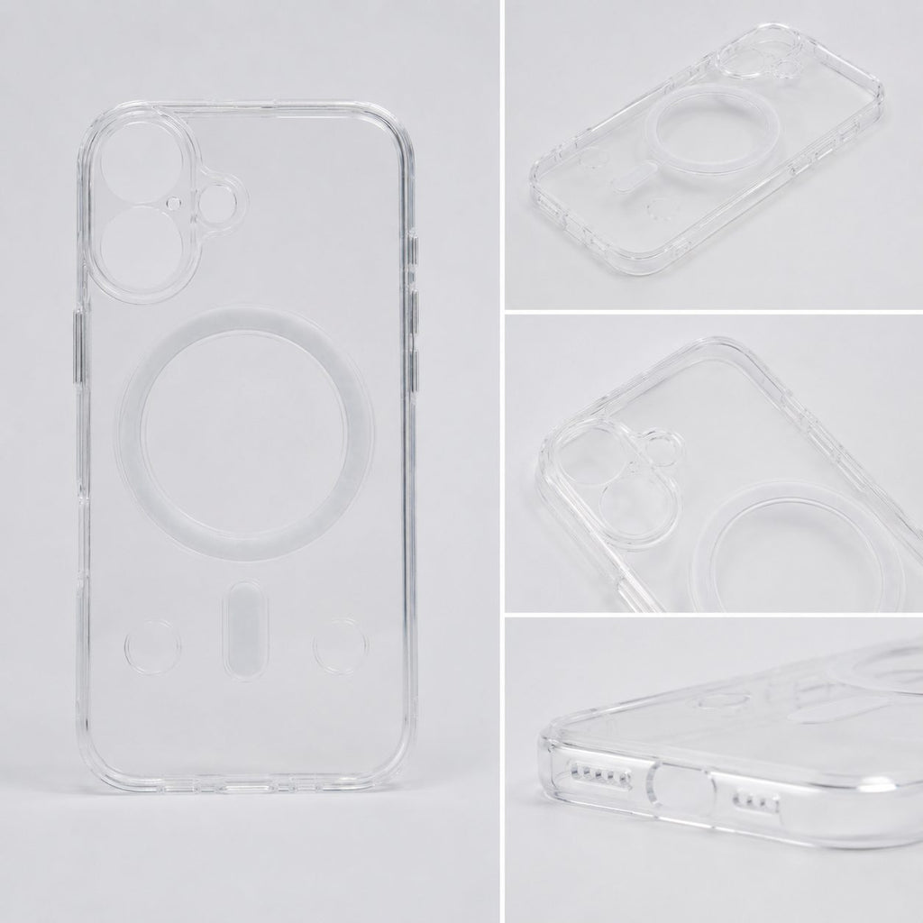 Husă iPhone 16, magnetică MagSafe, transparentă, din silicon, transparent