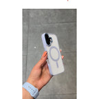 Husă iPhone 16, magnetică MagSafe, transparentă, mov