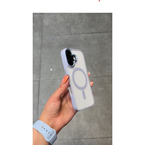 Husă iPhone 16, magnetică MagSafe, transparentă, mov