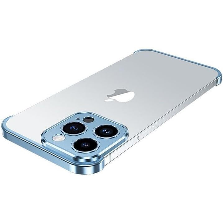 Husă iPhone 16 Plus, fără spate, doar colțuri și cameră, albastru