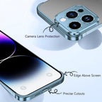 Husă iPhone 16 Plus, fără spate, doar colțuri și cameră, albastru