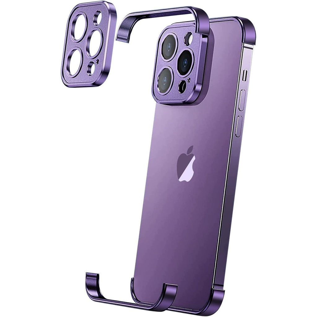 Husă iPhone 16 Plus, fără spate, doar colțuri și cameră, mov