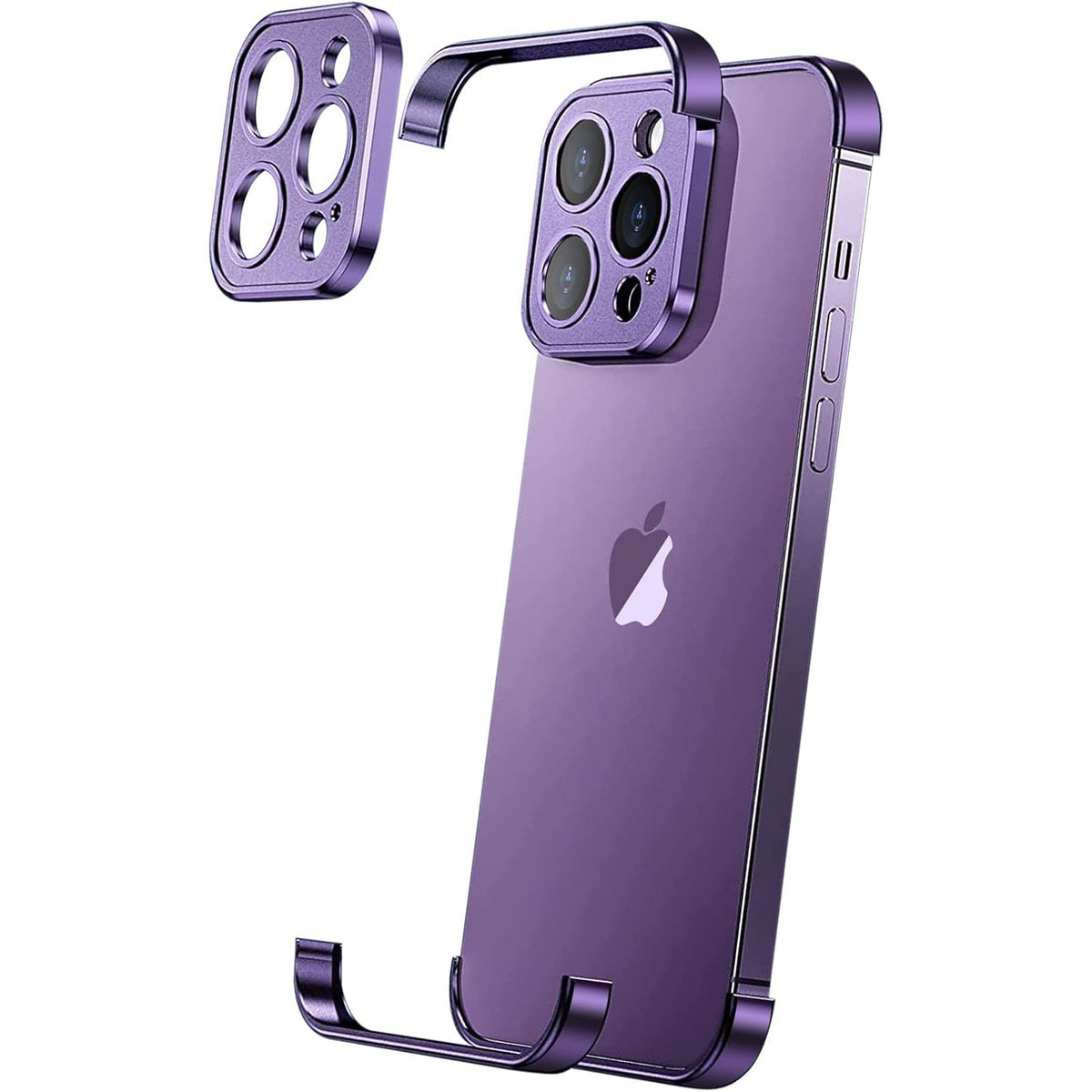 Husă iPhone 16 Plus, fără spate, doar colțuri și cameră, mov
