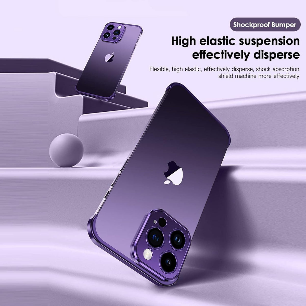 Husă iPhone 16 Plus, fără spate, doar colțuri și cameră, mov