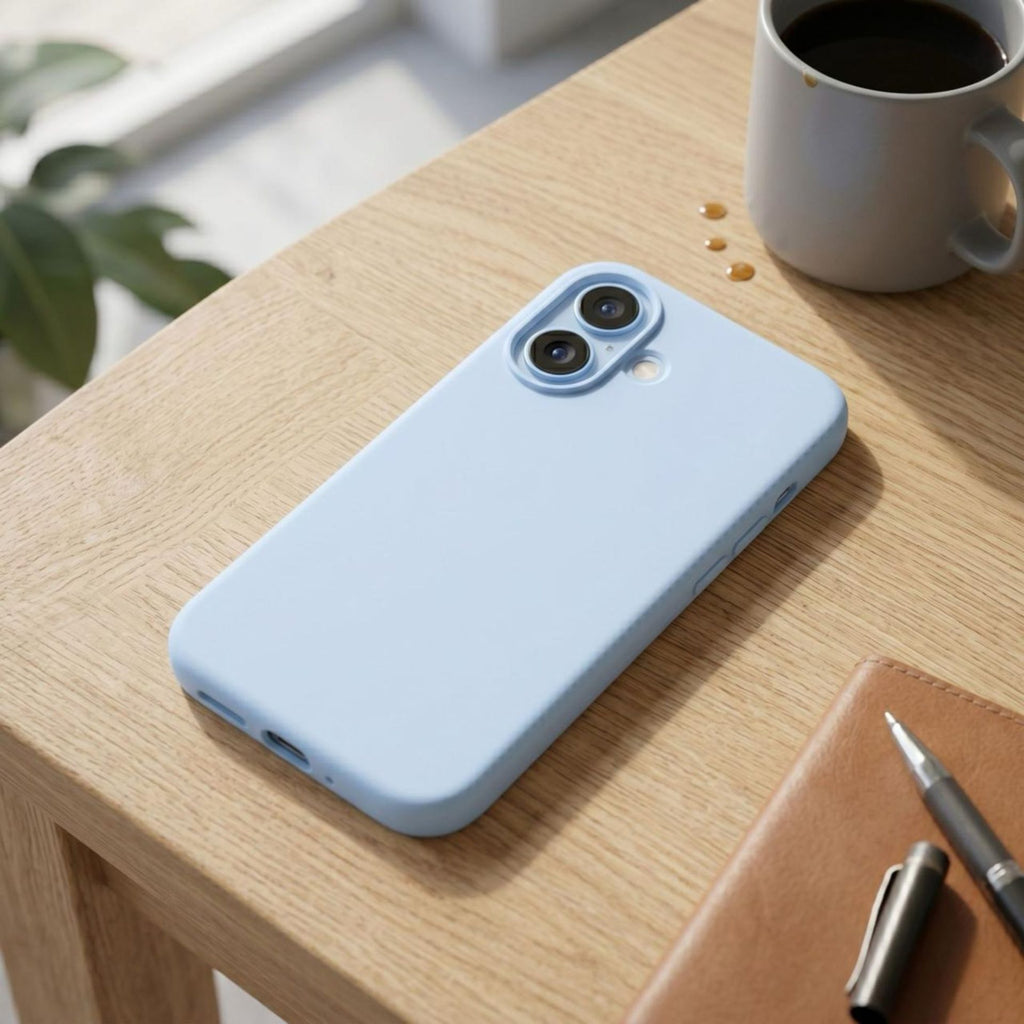 Husă iPhone 16 Plus, magnetică MagSafe, silicon, albastru deschis