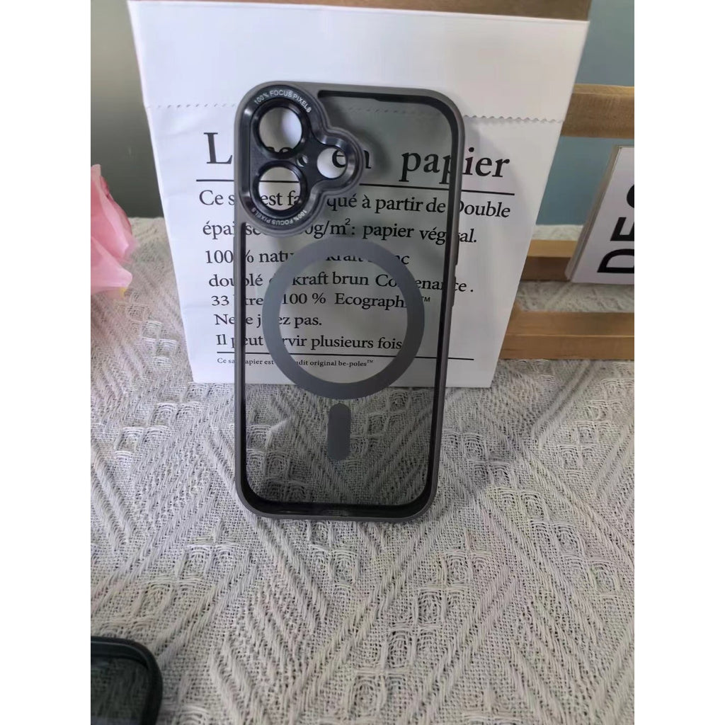 Husă iPhone 16 Plus, magnetică MagSafe, transparentă, gri