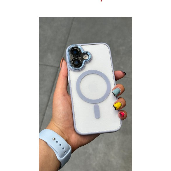 Husă iPhone 16 Plus, magnetică MagSafe, transparentă, mov