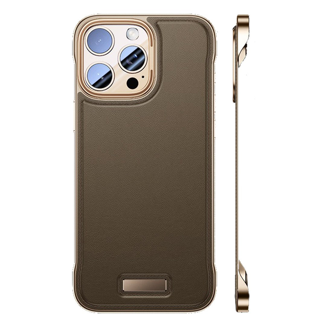 Husă iPhone 16 Pro, din piele ecologică, fără margini, auriu