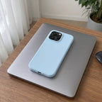 Husă iPhone 16 Pro, magnetică MagSafe, silicon, albastru deschis