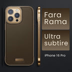 Husă iPhone 16 Pro Max, din piele ecologică, fără margini, auriu