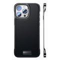 Husă iPhone 16 Pro Max, din piele ecologică, fără margini, negru