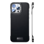 Husă iPhone 16 Pro Max, din piele ecologică, fără margini, negru