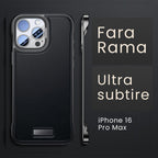 Husă iPhone 16 Pro Max, din piele ecologică, fără margini, negru