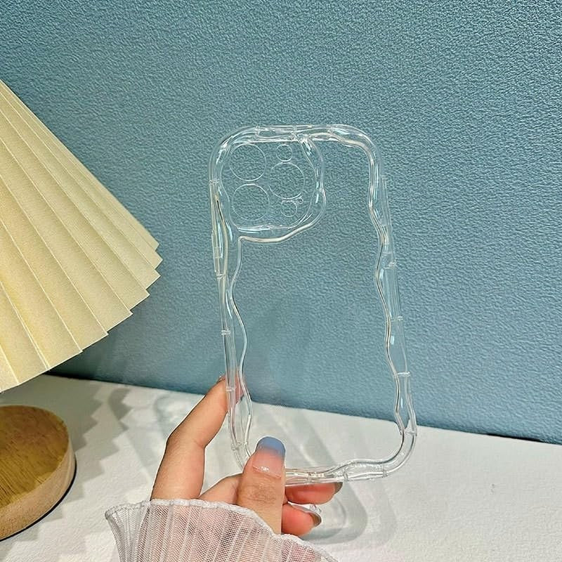 Husă iPhone 16 Pro, transparentă, cu margini ondulate, transparent