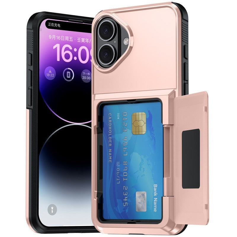 Husă iPhone 17, cu buzunar pentru card, roz