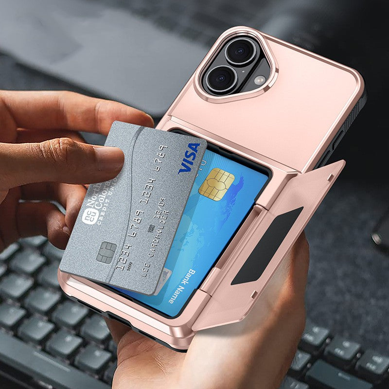 Husă iPhone 17, cu buzunar pentru card, roz