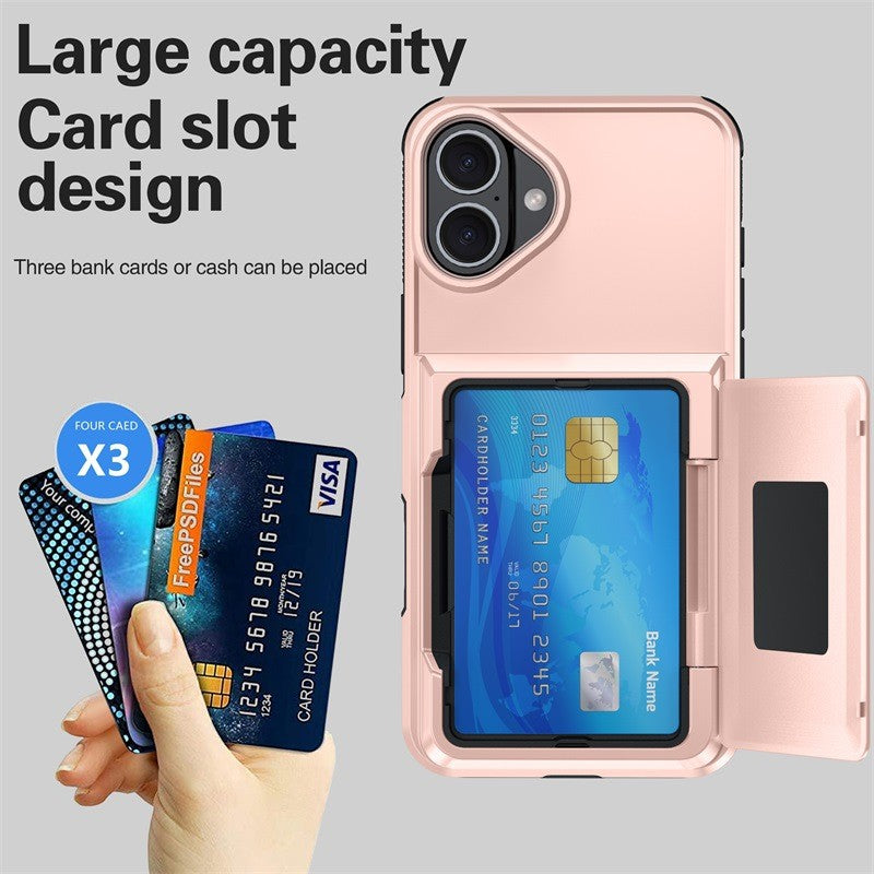 Husă iPhone 17, cu buzunar pentru card, roz