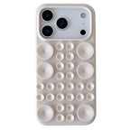 Husă iPhone 17, din silicon, cu ventuze, crem