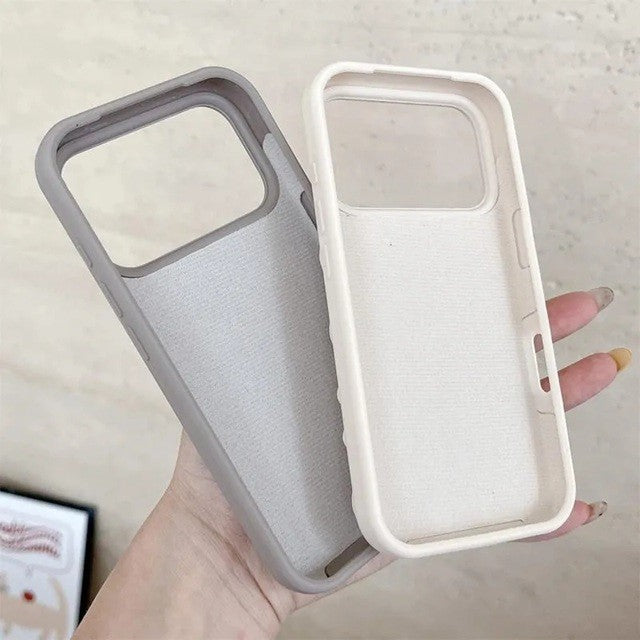 Husă iPhone 17, din silicon, cu ventuze, crem