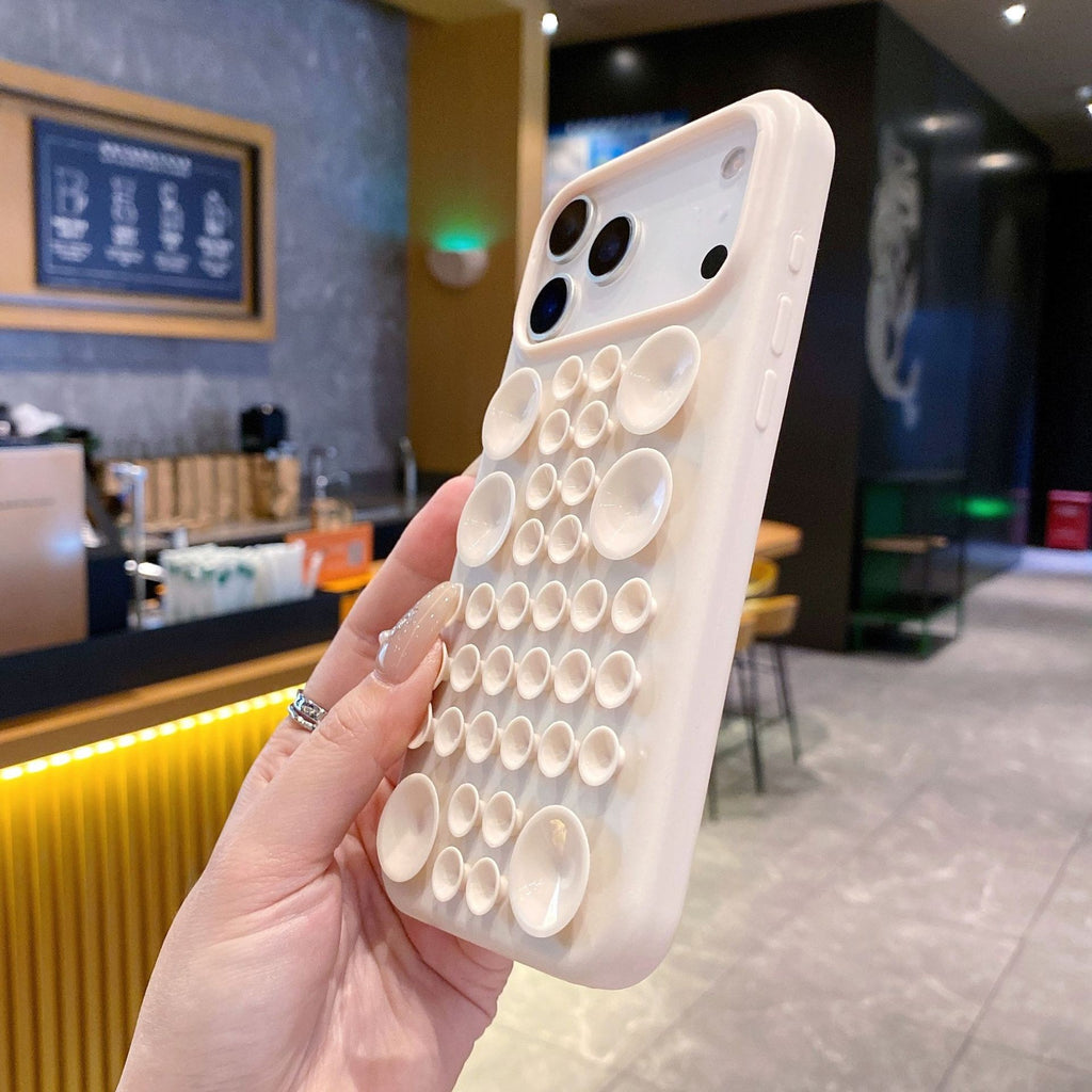 Husă iPhone 17, din silicon, cu ventuze, crem