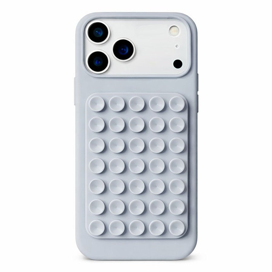 Husă iPhone 17, din silicon, cu ventuze, din cauciuc moale, gri