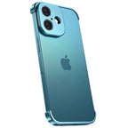 Husă iPhone 17, fără spate, doar colțuri și cameră, albastru