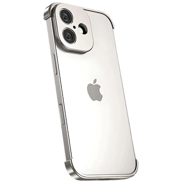 Husă iPhone 17, fără spate, doar colțuri și cameră, gri