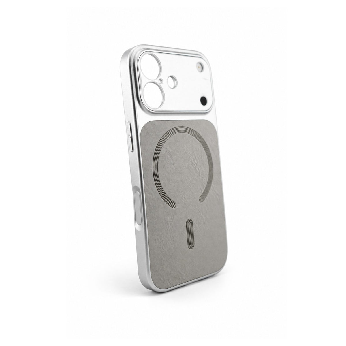Husă iPhone 17, magnetică MagSafe, piele ecologică, argintiu