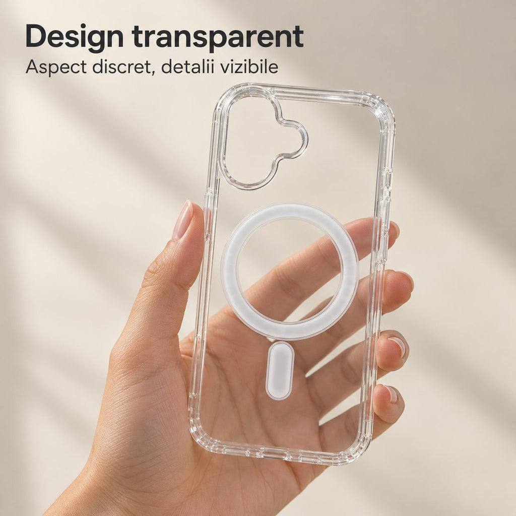 Husă iPhone 17, magnetică MagSafe, transparent