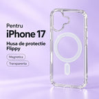 Husă iPhone 17, magnetică MagSafe, transparent
