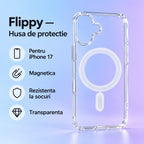 Husă iPhone 17, magnetică MagSafe, transparent
