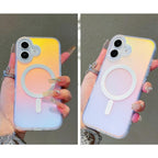 Husă iPhone 17, magnetică MagSafe, transparentă, cu efect cameleon, multicolor