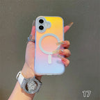Husă iPhone 17, magnetică MagSafe, transparentă, cu efect cameleon, multicolor