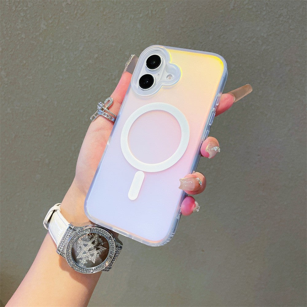 Husă iPhone 17, magnetică MagSafe, transparentă, cu efect cameleon, multicolor